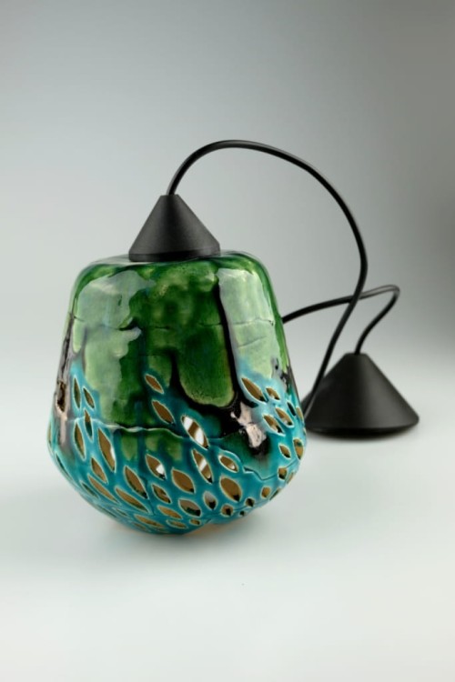 Lampa ceramiczna - zielona