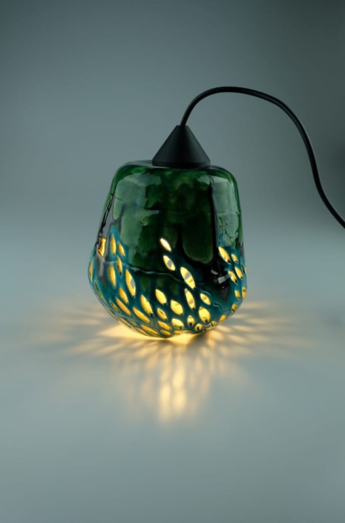 Lampa ceramiczna - zielona