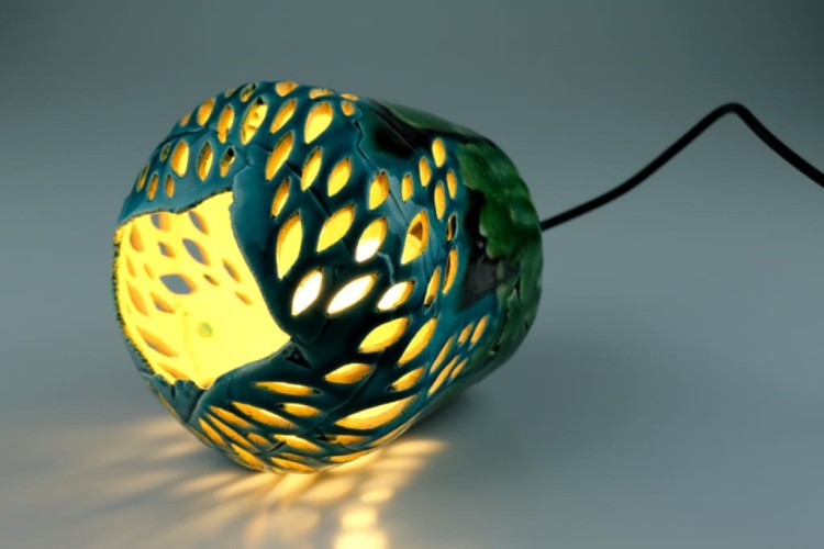 Lampa ceramiczna - zielona