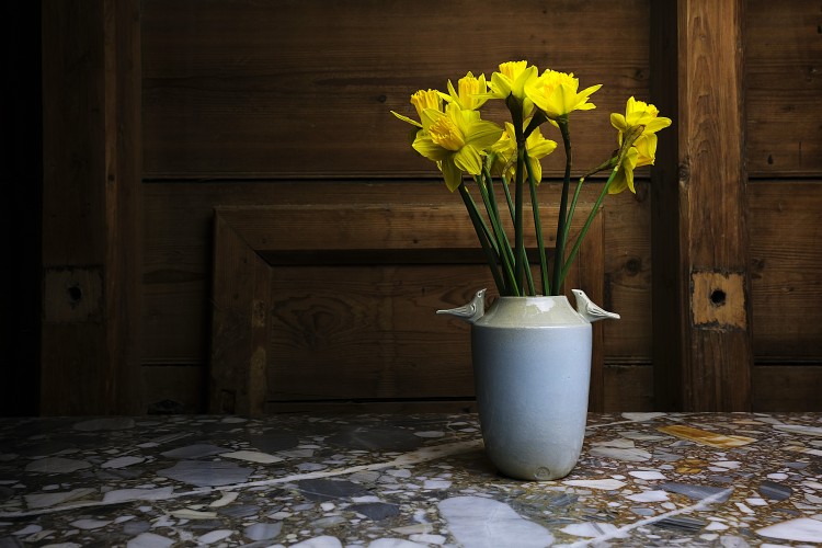 Wazon ceramiczny, błękitny "Ptasie Trele"