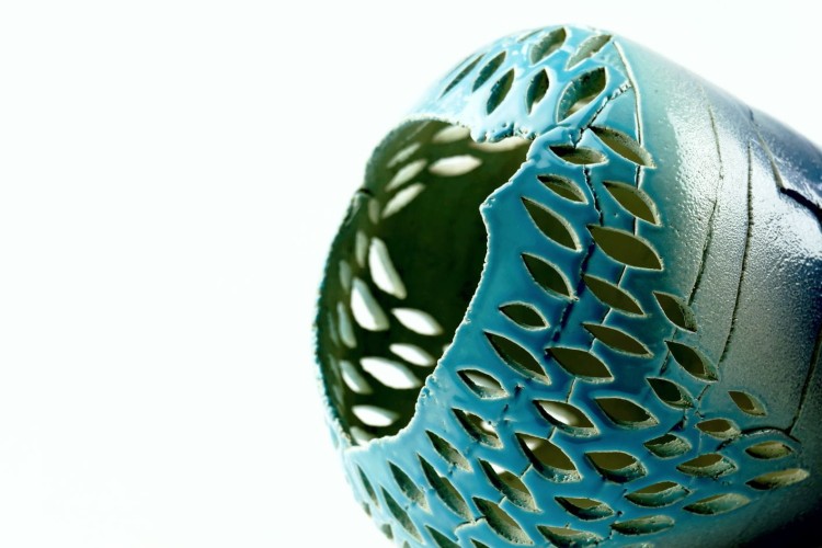 Lampa ceramiczna - niebieska