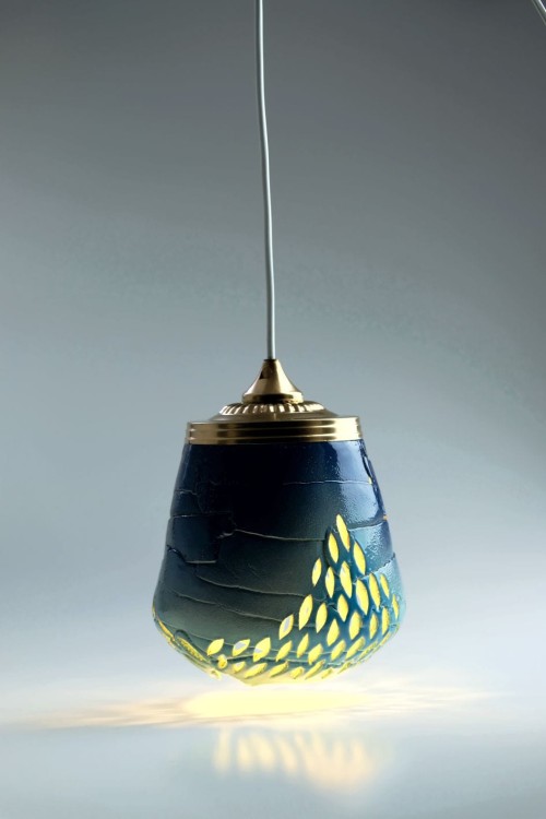 Lampa ceramiczna - niebieska