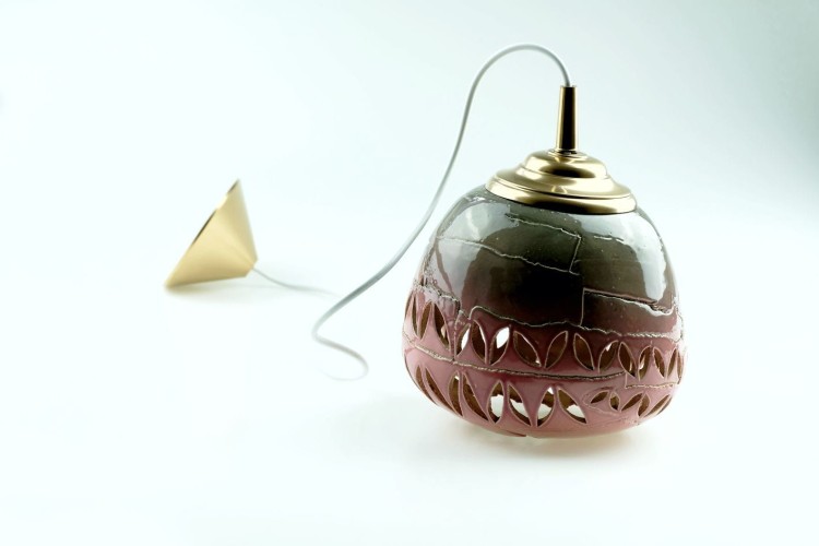 Lampa ceramiczna - różowa