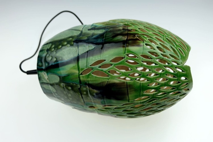 Lampa ceramiczna szmaragdowa