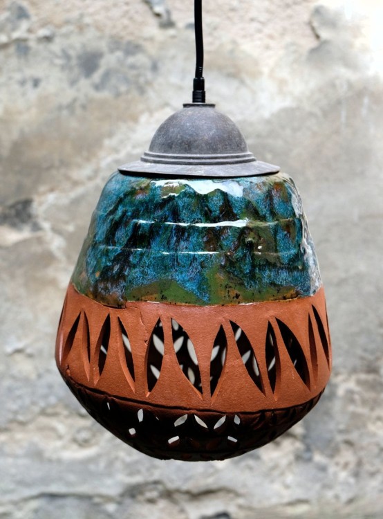 Lampa ceramiczna - zielona