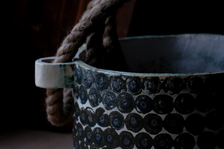 Nosidło ceramiczne - retro grochy